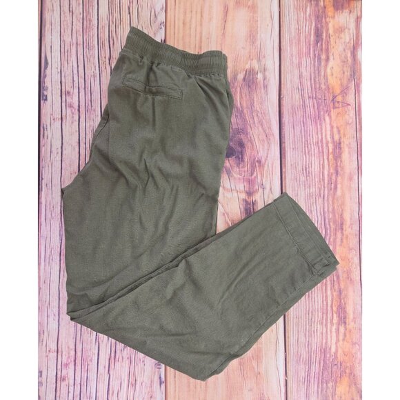 Kut From The Kloth Linen Blend Lounge Capris Size Small Olive Green Relaxed Fit - Picture 3 of 7